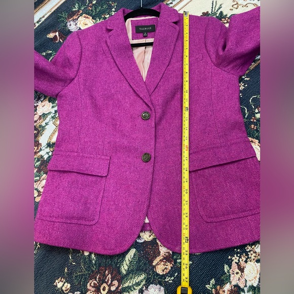 Talbots Wool Herringbone Magenta Pink Barbie Blazer Suit Jacket Womens 10 Office - Picture 6 of 14